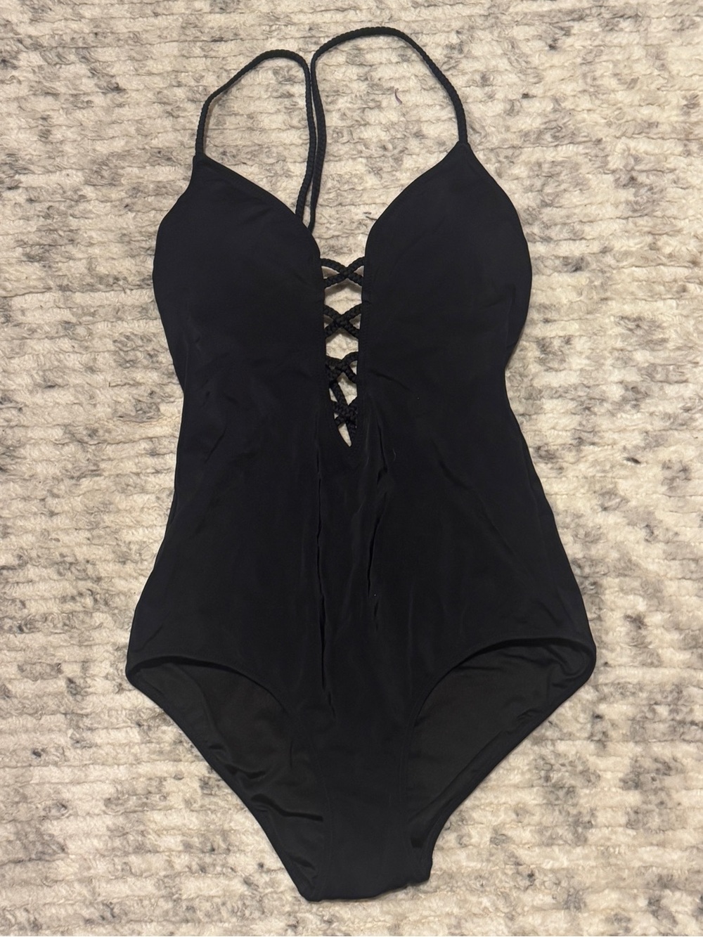 Victorias Secret Criss Cross Black One Piece Swimsuit Small